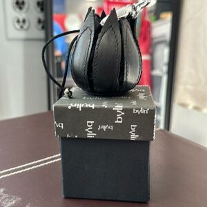 By-Lin tulip black leather small cinch bag with box nwot